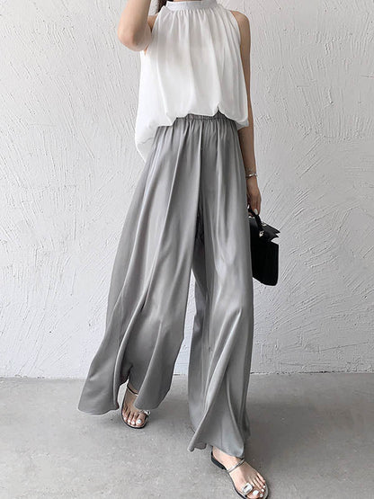 Wide Leg Loose Solid Color Casual Pants Bottoms
