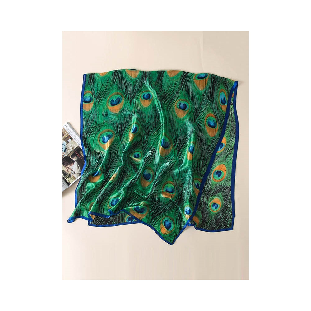 PeacockâS Feathers Print Sunscreen Silk Scarf
