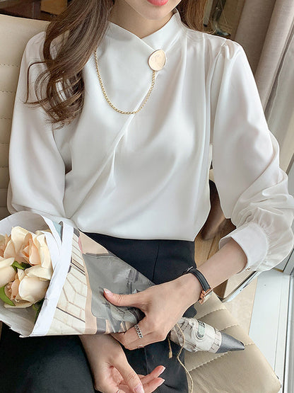 Fashion Solid Color All-Match Long Sleeves Blouses