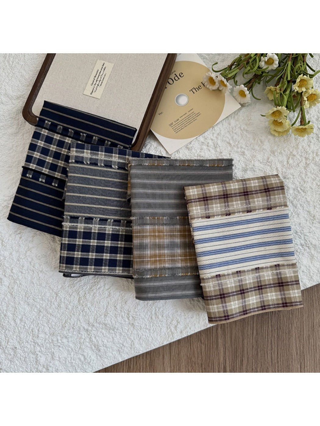 Haila - Striped &amp; Plaid Triangle Head Scarf - Vintage &amp; Classic