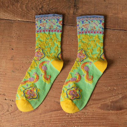Rufia - Vintage Pattern Autumn-Winter Mid-Calf Socks
