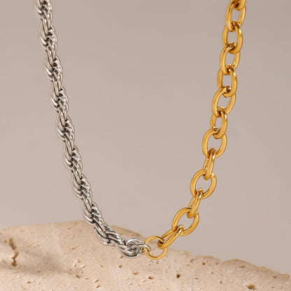 Trendy OT Buckle Color Block Chain Necklace