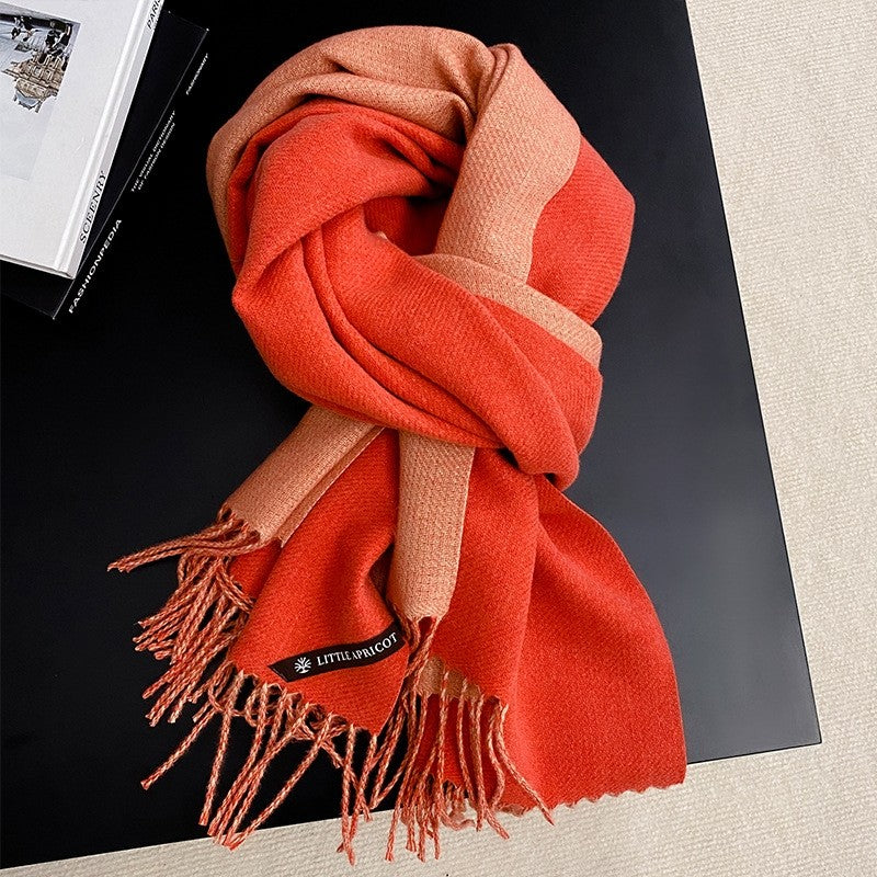 Color Blocking Imitation Cashmere Scarf