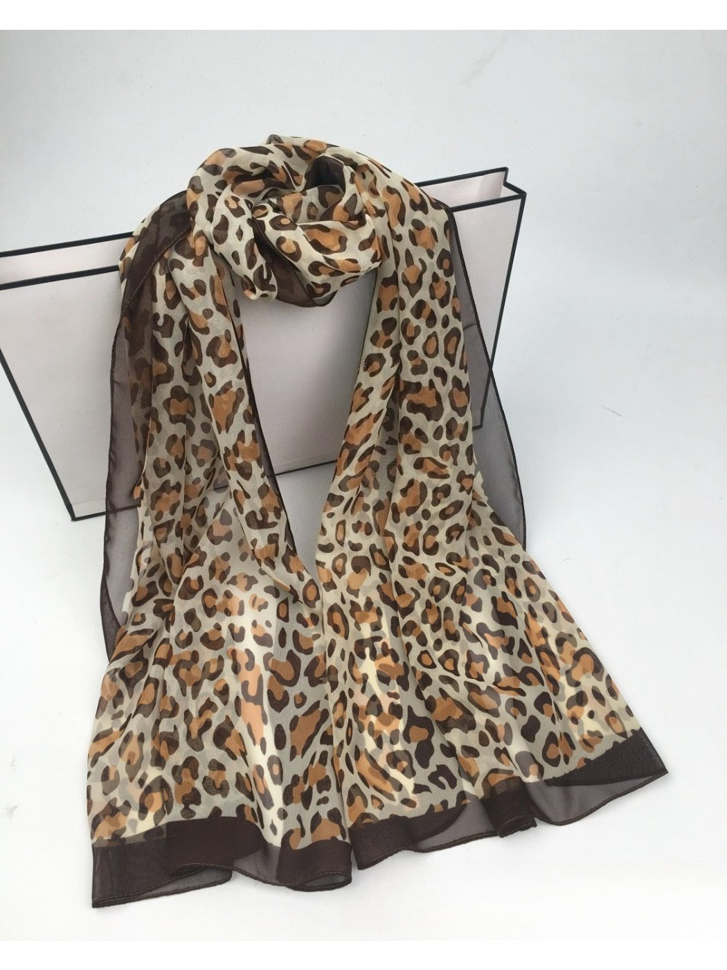 Scarvii - Chiffon Scarf with Leopard Print