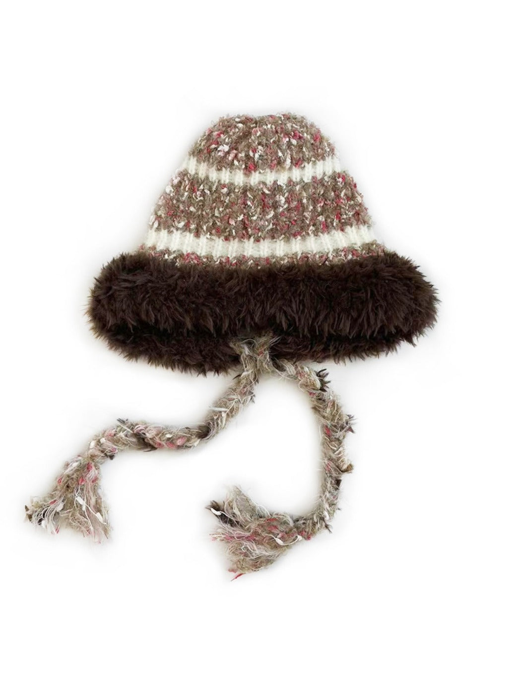Haila - Striped Knitted Beanie with Braids