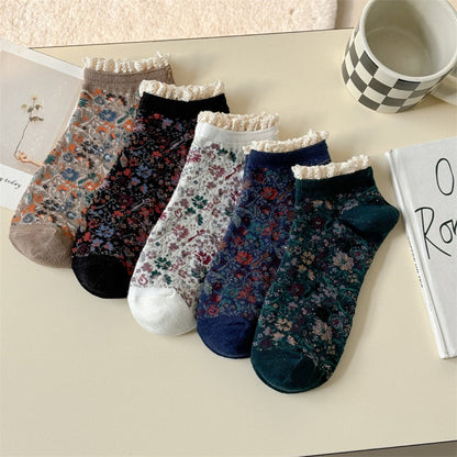 Rufia - Floral Lace Trim Ankle Socks