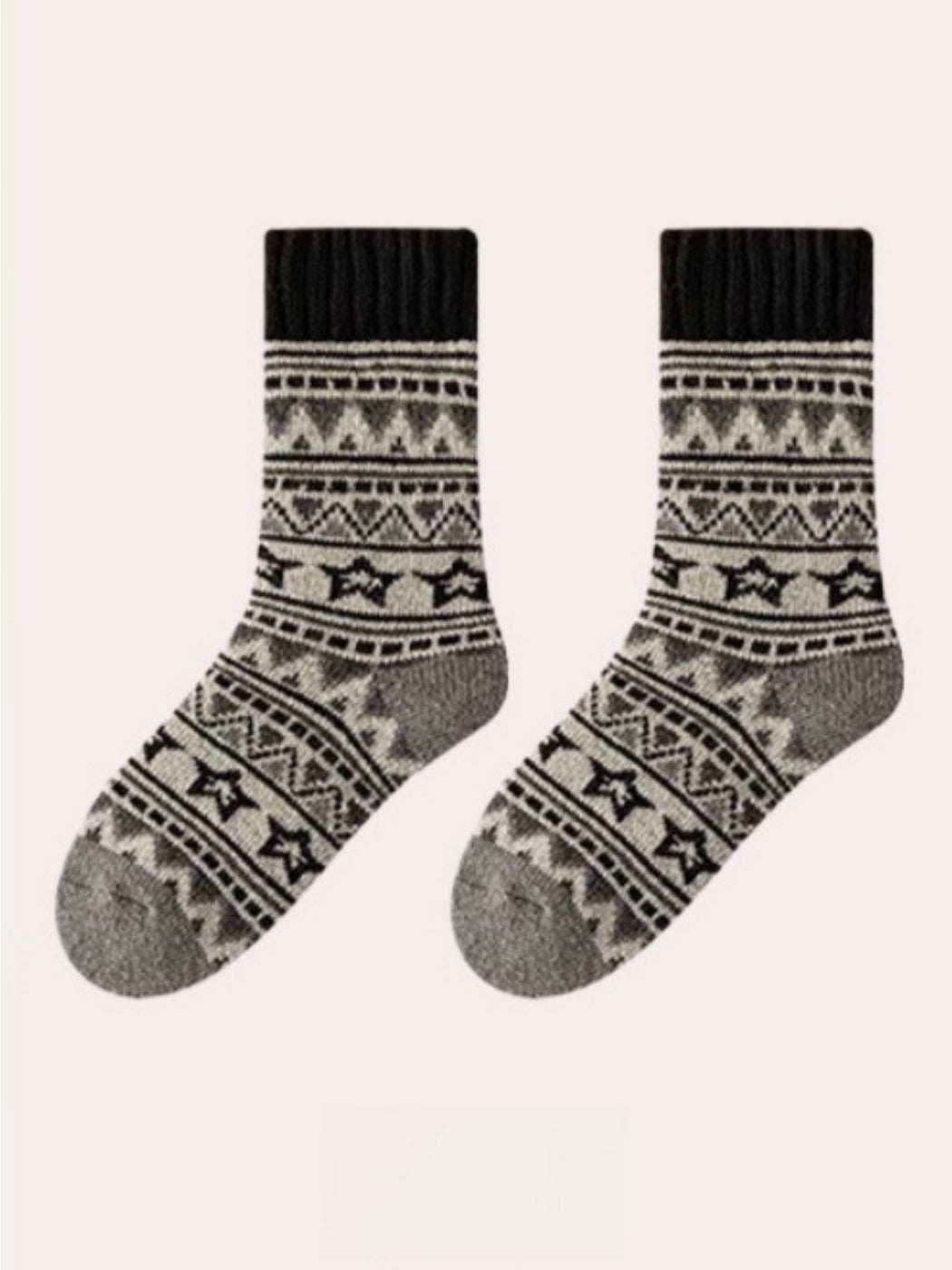 Rufia - Thick Bohemian Pattern Mid-Calf Socks - Soft &amp; Warm
