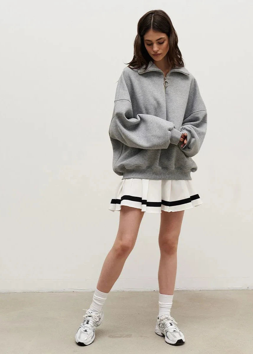 Zip Up Sweater Soft Fabric Casual Style
