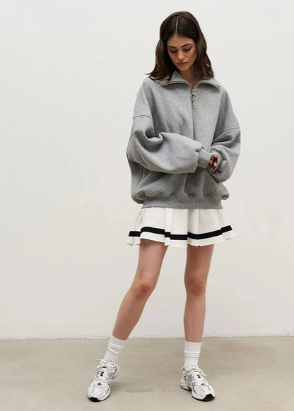 Zip Up Sweater Soft Fabric Casual Style