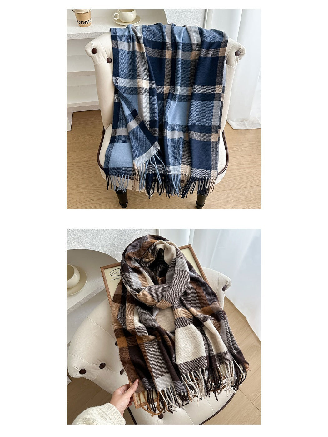 Scarvii - Colorblock Plaid Winter Scarf for Women