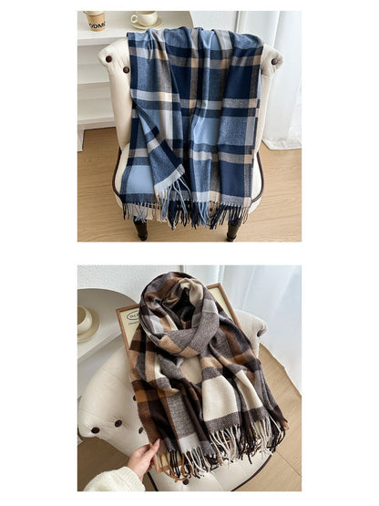 Scarvii - Colorblock Plaid Winter Scarf for Women