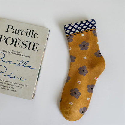Rufia - Colorful Floral Pattern Mid-Calf Socks