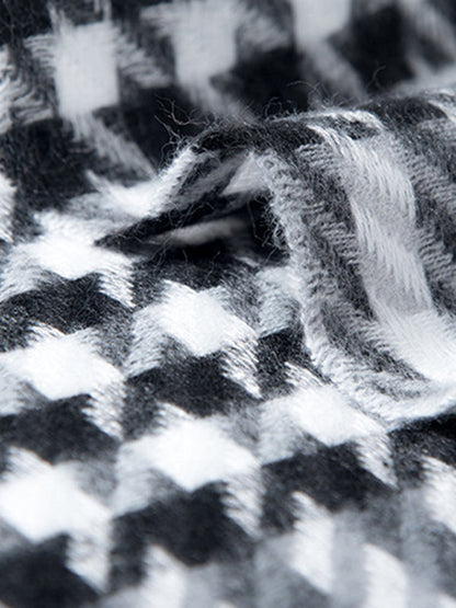 Houndstooth Plaid Tasseled Shawl&Scarf