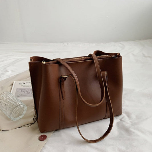 Large Capacity PU Leather Handbag Tote Shoulder Bag