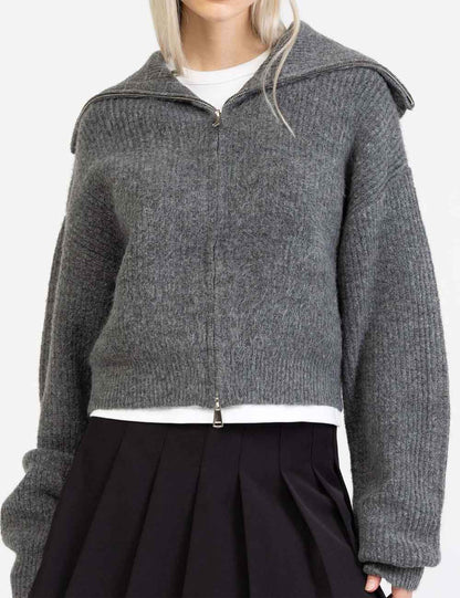 Fall Chunky Knit Open Front Zipper Cardigan