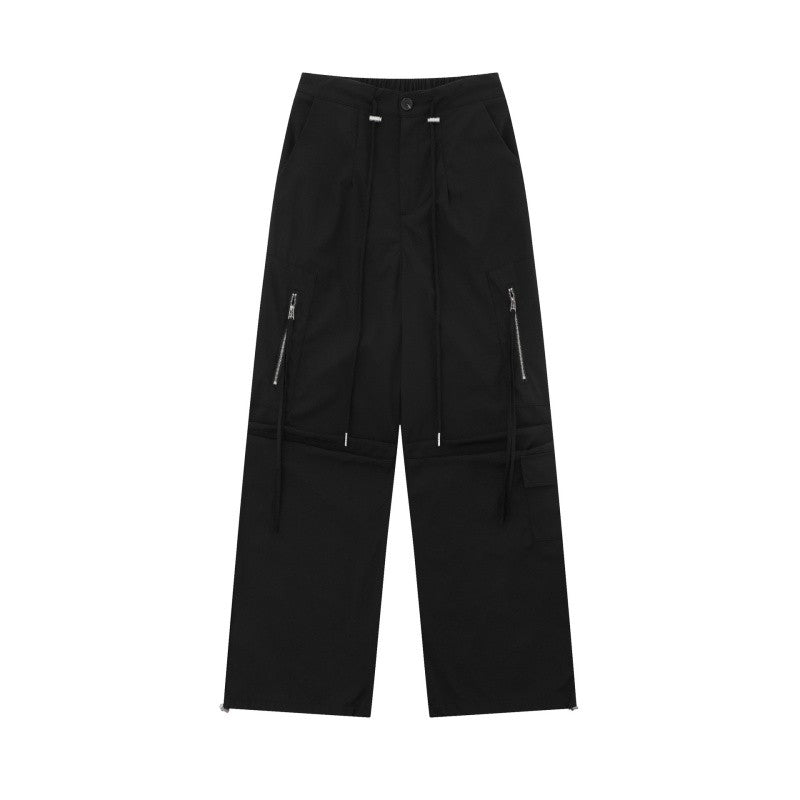 Wide-Leg Parachute Cargo Pants Unisex Loose Fit Style