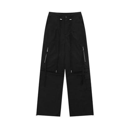 Wide-Leg Parachute Cargo Pants Unisex Loose Fit Style