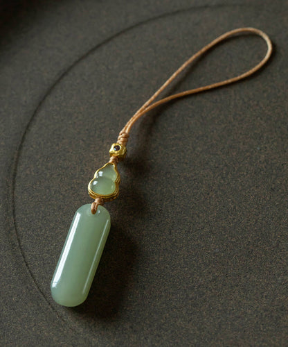 Elegant Green Copper Overgild Inlaid Zircon Jade Keychains