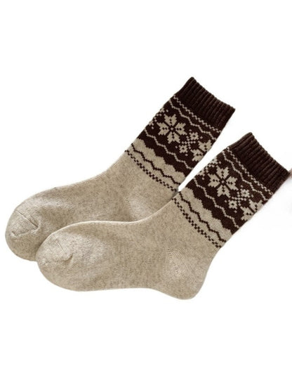 Rufia - Thickened Snowflake Patterned Mid-calf Socks – 4 Colors
