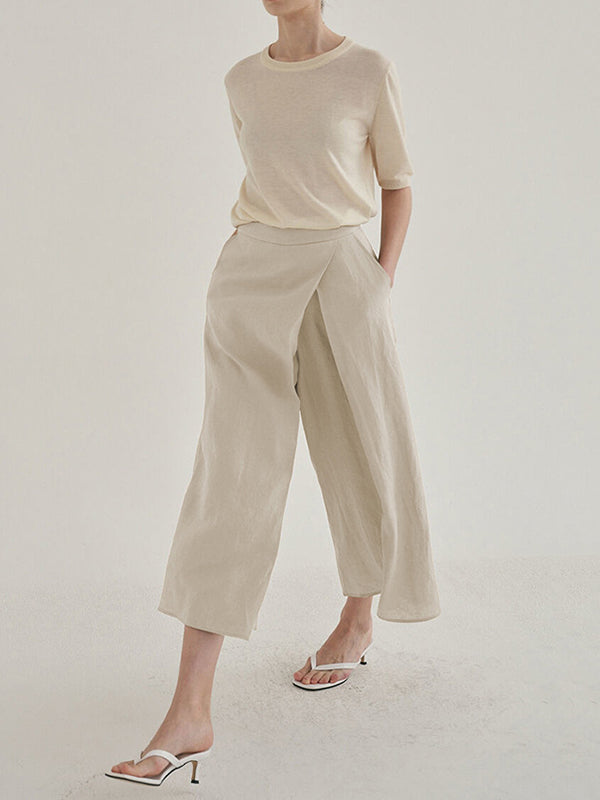 Loose Ninth Pants Solid Color Casual Pants Bottoms