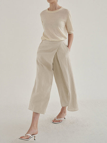 Loose Ninth Pants Solid Color Casual Pants Bottoms