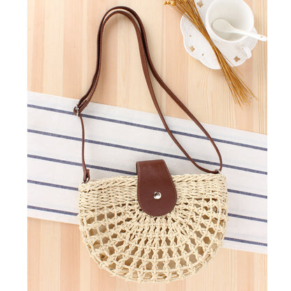 Crochet Market Bag Hollow Half Round Crossbody Bag