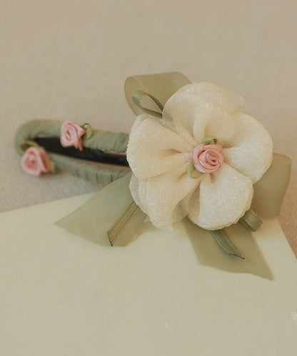 Vintage Light Green Plastic Asymmetrical Tulle Floral Hairpin