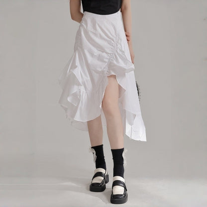 Pleated Lotus Hem Skirt