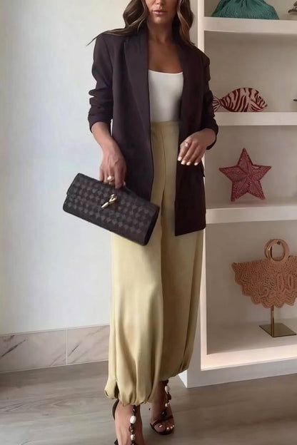 City Phantom Button Up Long Sleeve Lapel Loose Blazer