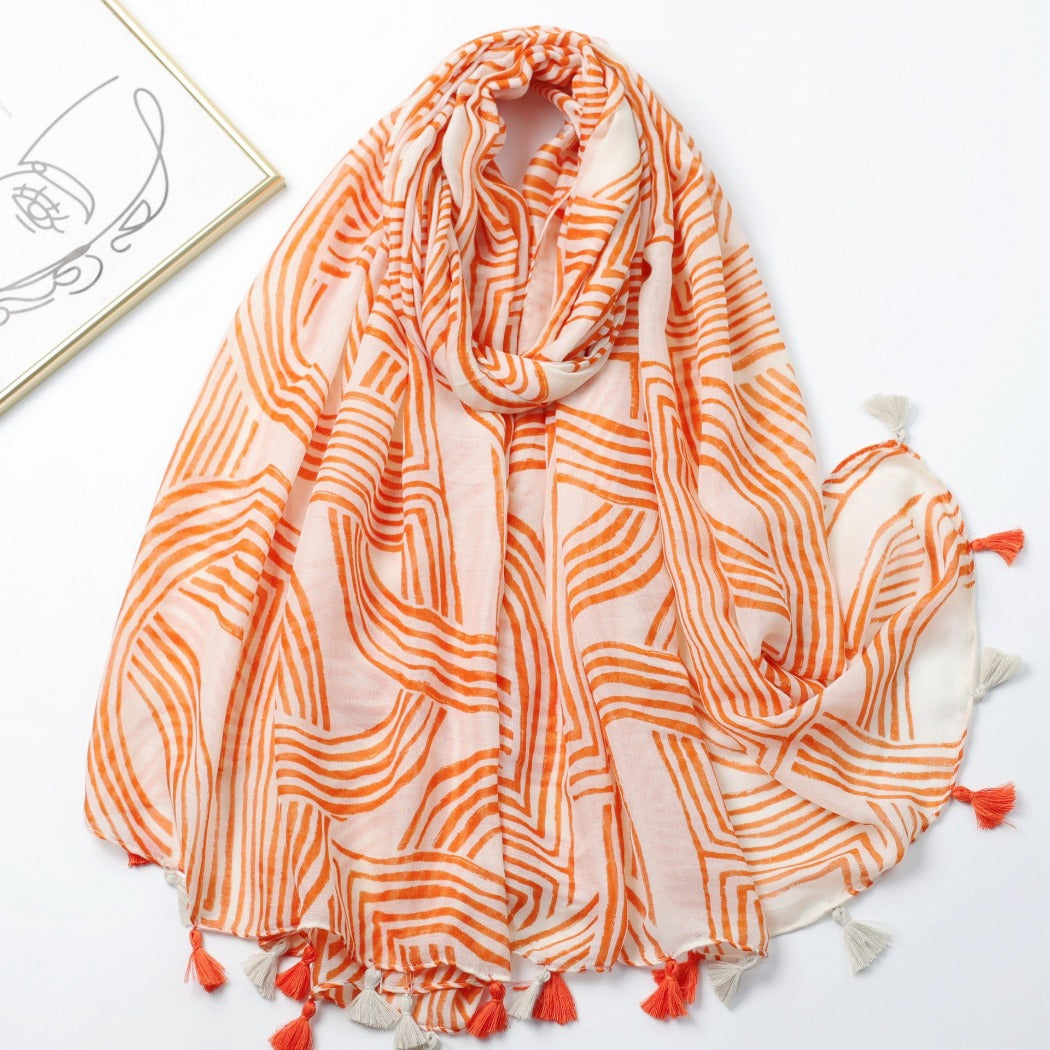 Scarvii - Striped Print Solid Scarf – Classic &amp; Stylish