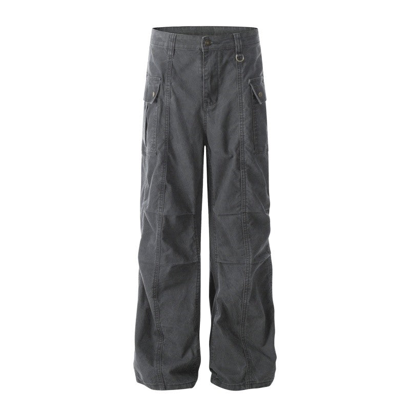 Distressed Washed Cargo Pants Unisex Vintage Style
