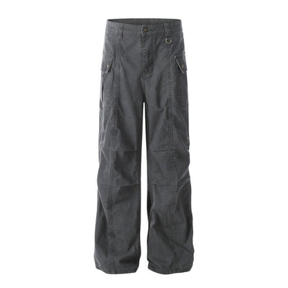 Distressed Washed Cargo Pants Unisex Vintage Style