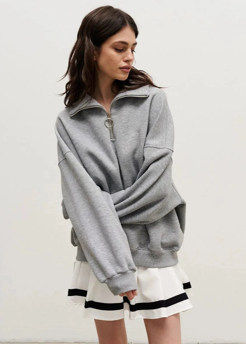 Zip Up Sweater Soft Fabric Casual Style