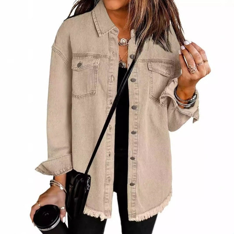 Solid Color Denim Shirt
