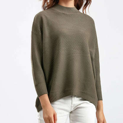 Retro Mock Neck Oversized Pullover Knit Sweater