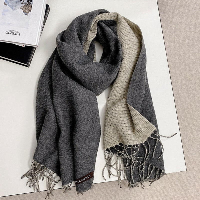Color Blocking Imitation Cashmere Scarf