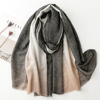Scarvii - Gold Dotted Gradient Colorblock Scarf