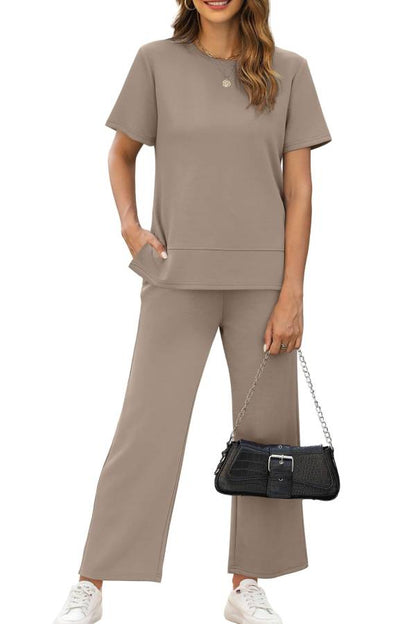 Women's Fashion Comfy Wide Leg 2 Piece Lounge Set