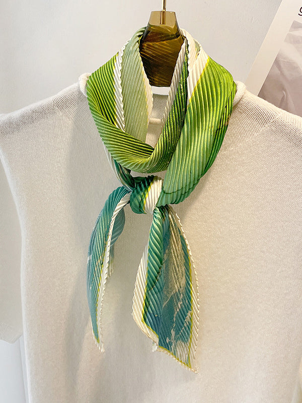 Vintage Tie-Dyed Silk Imitation Pleated Scarf