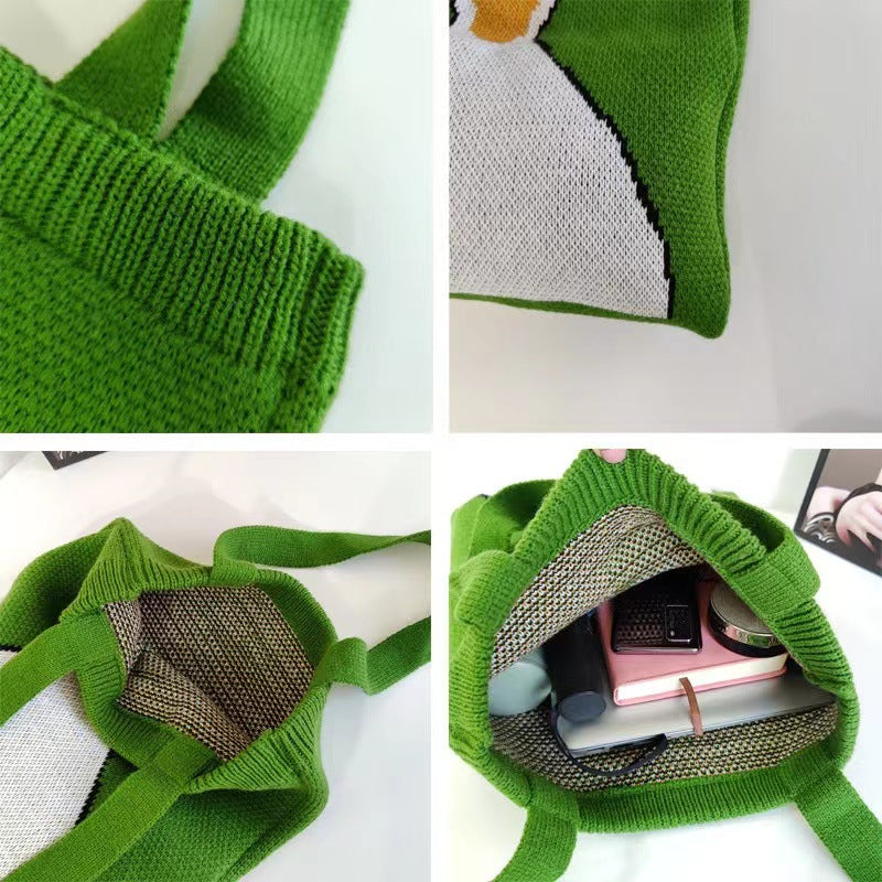 Crochet Tote Bag Stylish Cartoon Duck Bag