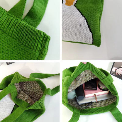 Crochet Tote Bag Stylish Cartoon Duck Bag