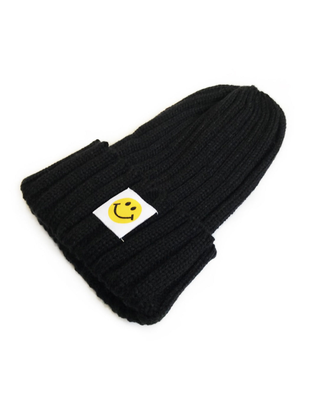 Haila - Winter Striped Knitted Beanie Embroidered Smile Motif