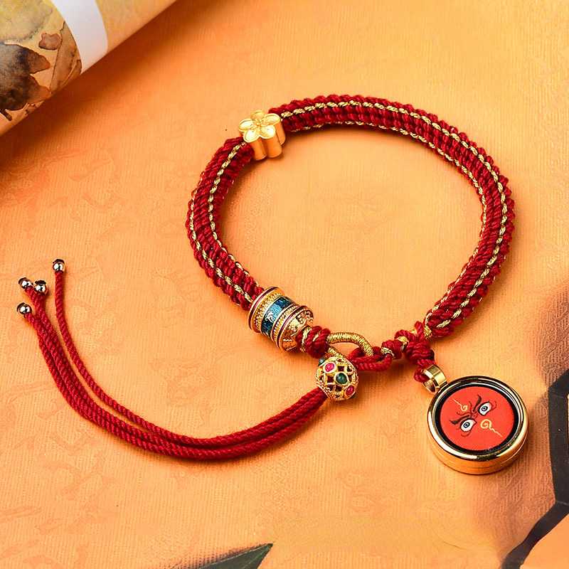 Hand-Painted Thangka Dharma Eye, God Of Wealth Eye, Tibetan Style Handwoven Bracelet