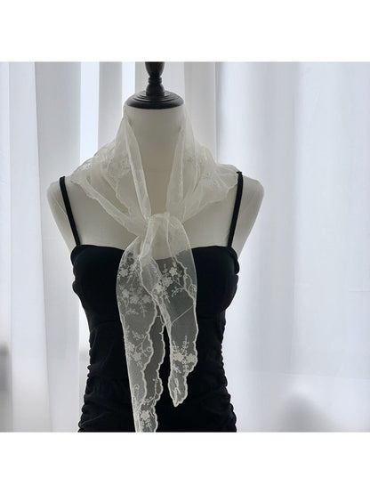 Scarvii - Sweet Lace Sheer Triangle Scarf - Feminine &amp; Delicate