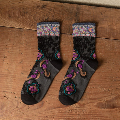 Rufia - Vintage Pattern Autumn-Winter Mid-Calf Socks