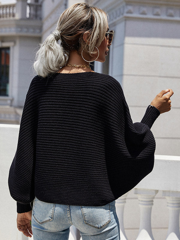 Casual Loose 6 Colors Off-The-Shoulder Long Sleeves Sweater Top