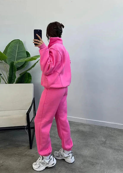 Oversized Zip Up Hoodie and Jogger Set Soft Fabric