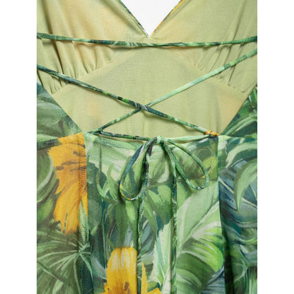 Troposa - Backless Mini Dress - Floral &amp; Leopard &amp; Leaf