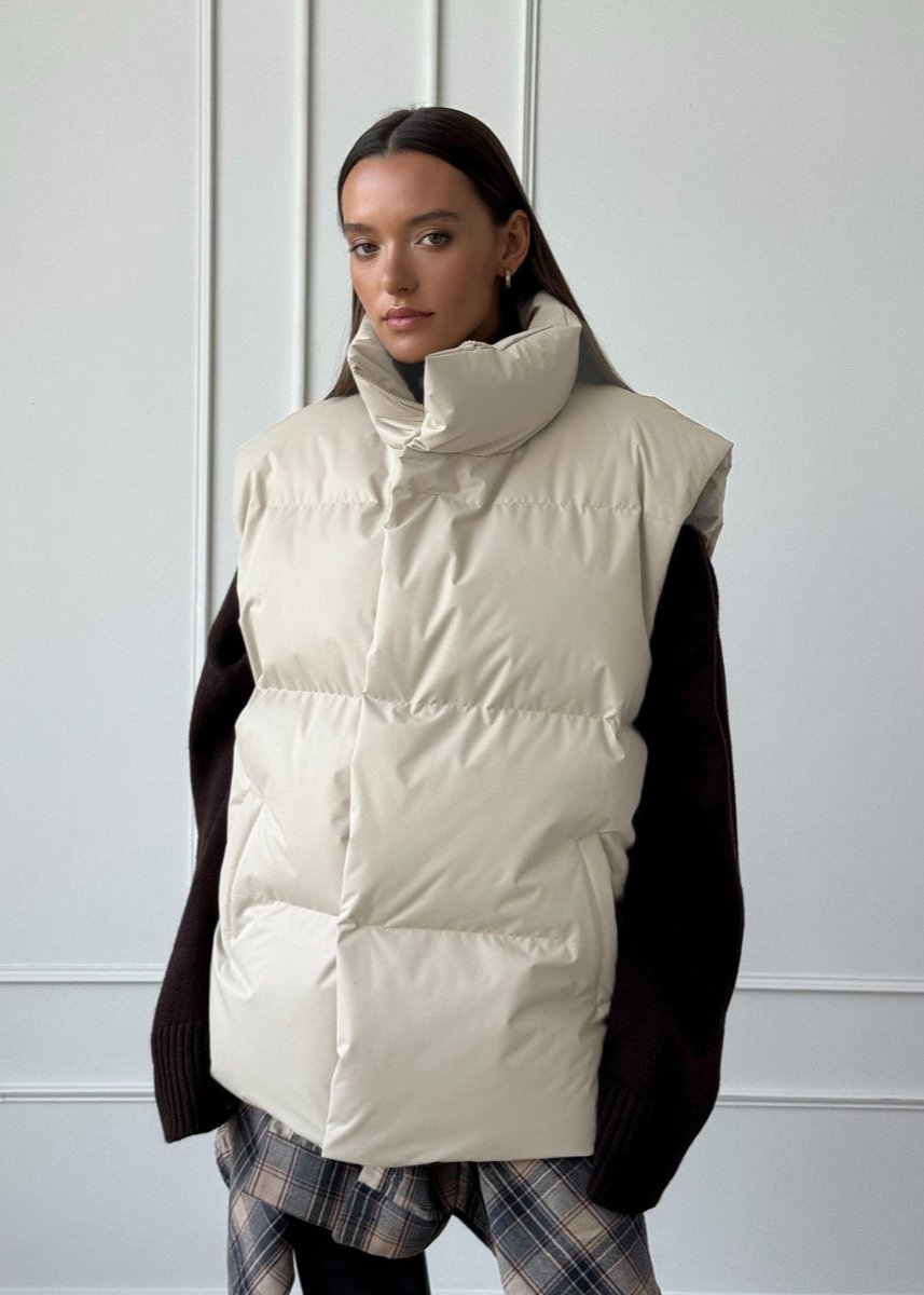 Padded Cotton Vest High Neck Sleeveless Design