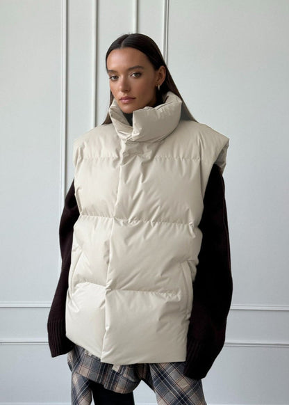 Padded Cotton Vest High Neck Sleeveless Design